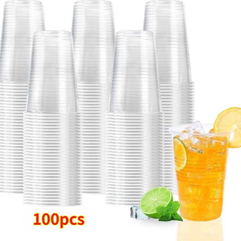 Image of 100pcs (250ml) Transparent Juice Cups, Water Glasses, Party Cups, Optional, For Gatherings, , Soda, Juice, Christmas