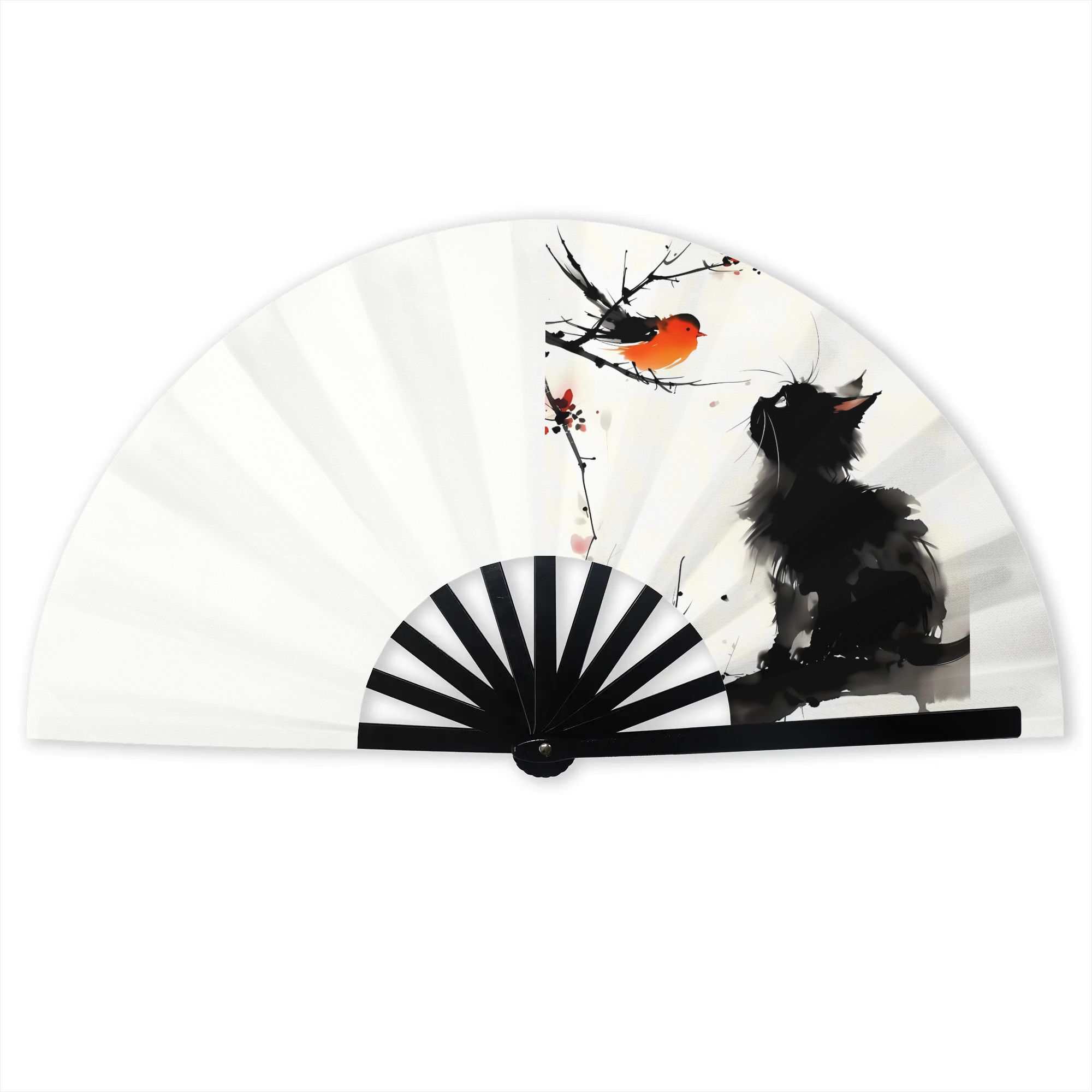 TEMU 2d Print Design Cat Pattern Folding Fans Foldable Fan Easy To Carry, Without Battery