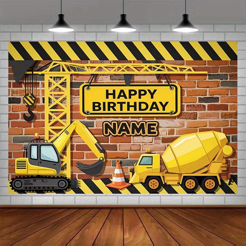 Construction Party Hats Favors: Personalized Stickers Template