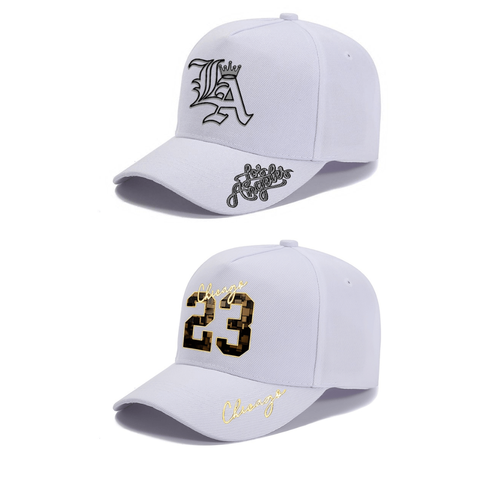 TEMU 2pcs "los Angeles & Chicago 23" Personalized Letter And Number Printed Original Baseball Caps For Men And Women, Street Fashion Vacation Outdoor