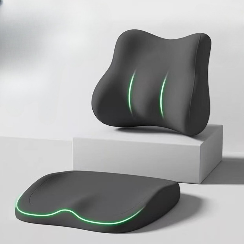 TEMU 2pcs Car Seat Cushion, Elevated Driving Cushion With Memory Foam Lumbar Support And Neck Pillow - For Interior And Home Use ( )