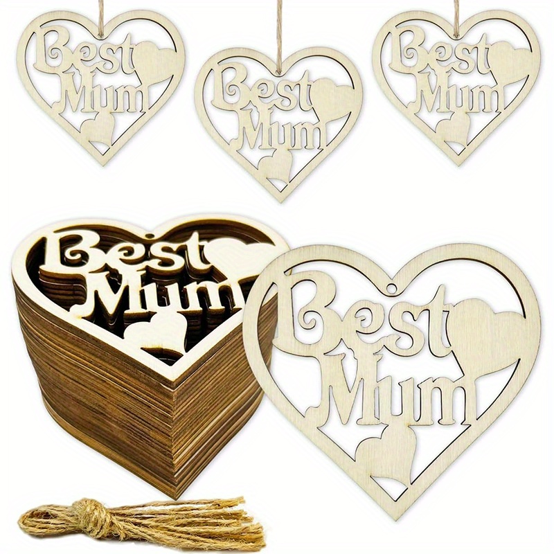 10 wooden crafts diy hollow wood mother's Temu Mexico