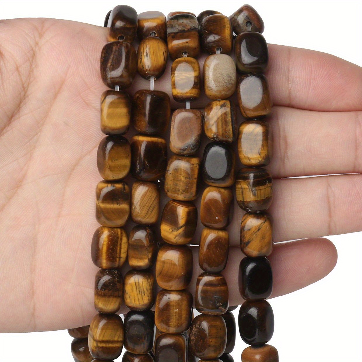 TEMU Perles Carrées en d'Œil de Tigre Naturel AAA 8x12mm - Accessoires Charmants pour Cadeaux, Bracelets et Vente en Gros