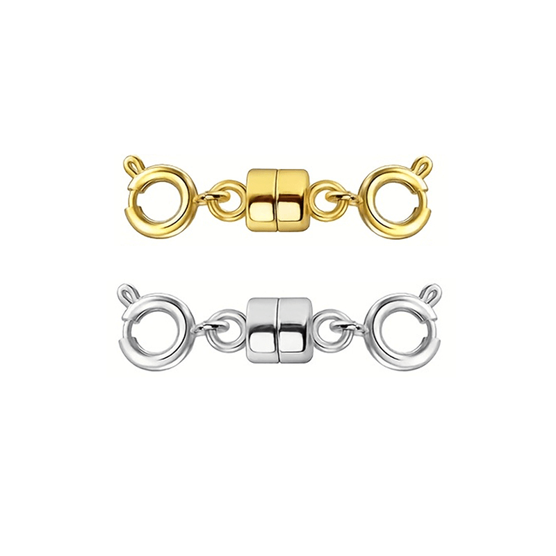 Image of Golden & Silvery Magnetic Clasps Beads Magnetic Connector With Circle Lobster End Clasps For Jewelry Making Supplies - Ideal For Bracelet Necklace Chain Extender