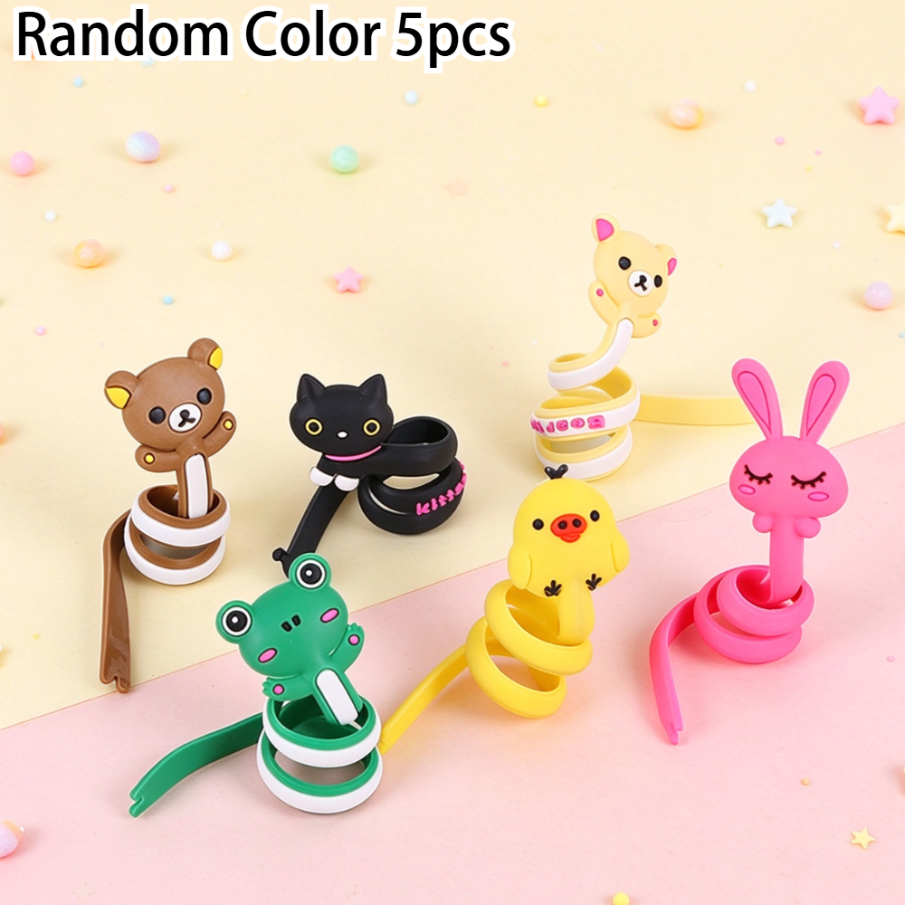 TEMU 5pcs Cute Animal-shaped Cable Organizers Suitable For Data, Computer & Headphone Cables, Random Colors With Animal-shaped Holders, Coil Winder
