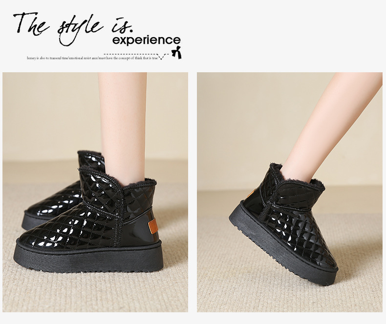 womens winter snow boots with h shaped lift height increase high quality non slip fleece lined thickened pu upper rubber sole beige black grey warm ankle boots for   slush all terrain Product details 17