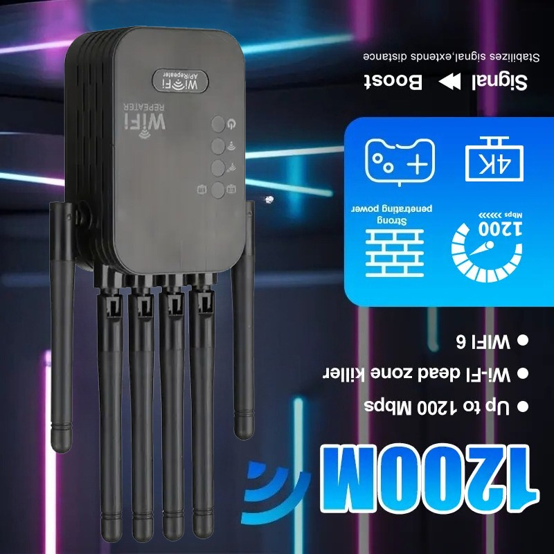 Wifi Extender Wifi Signal, Covering Up To 1, 000 . Increases Signal Strength By 6 Times And Penetrates Walls. Supports 35 Devices, Setup, 6 , 360° Coverage