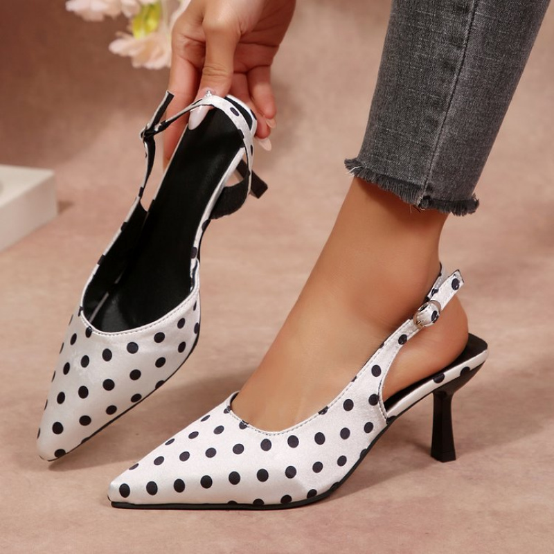 TEMU Rubber Single-strap Closed-toe Sandals With Thin Pu Stiletto Heels, Women Shoes