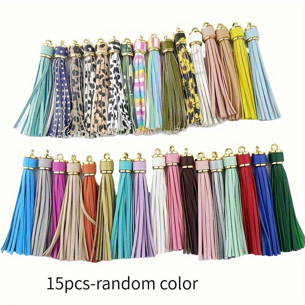 TEMU 15pcs Random Color Bohemian Style Tassel Keychain Set, Key Rings For Bags And Backpacks, Women's Accessories, Key Chains Bit Holder Keychainbit