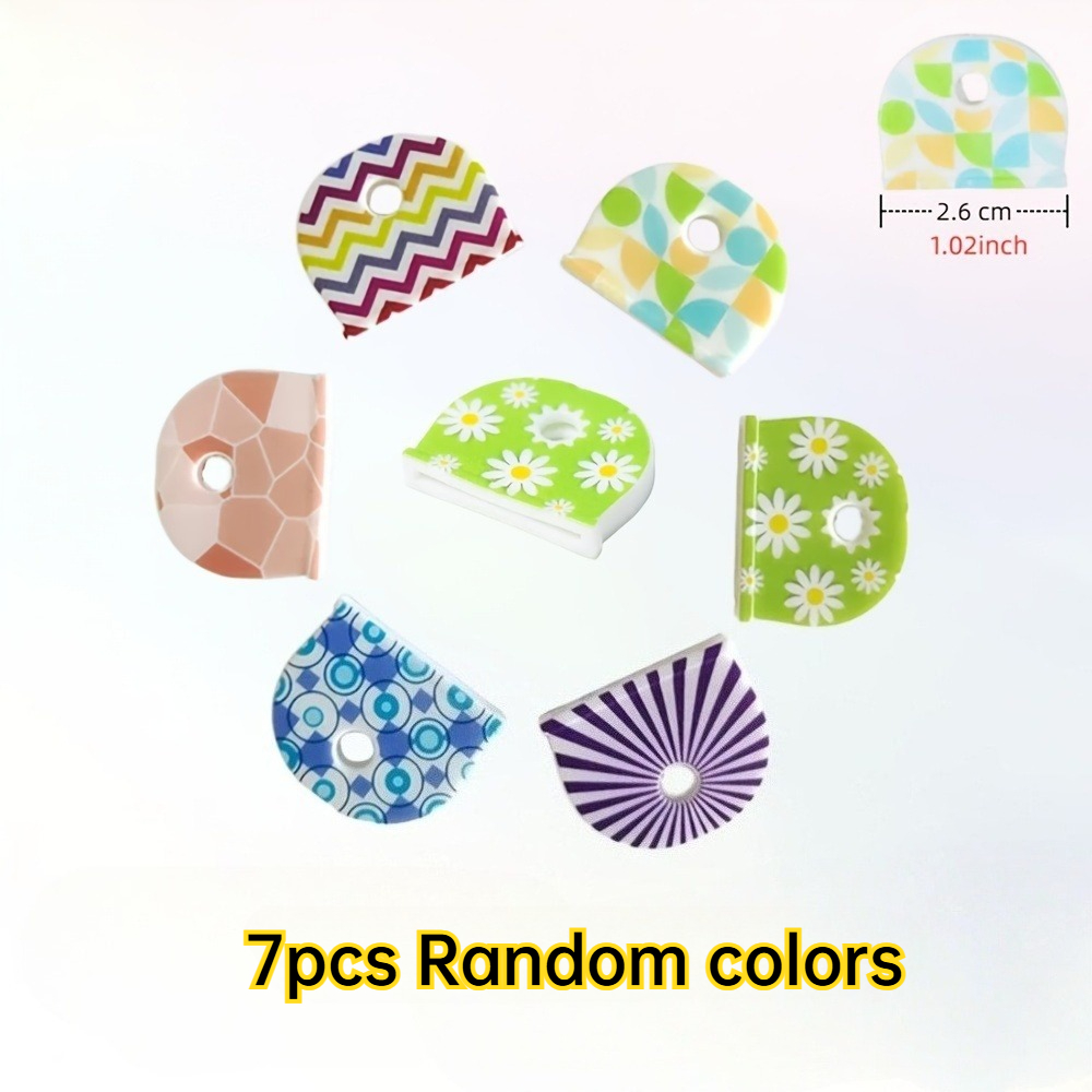 TEMU 7 Pezzi Copri Chiavi in Silicone - Copri Chiavi Multicolore, con Linea, , Motivo Design Novit�, Identificatore Chiave Flessibile, Riconoscimento