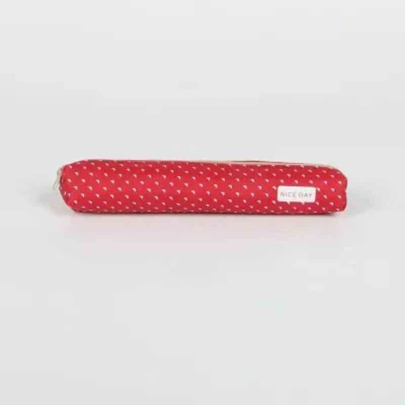 1pc Cute Candy Color Pencil Case - Fun Kawaii Dot Canvas Pen Bag! A Stationery Pouch Girls, Ideal For Gifts & School Supplies!