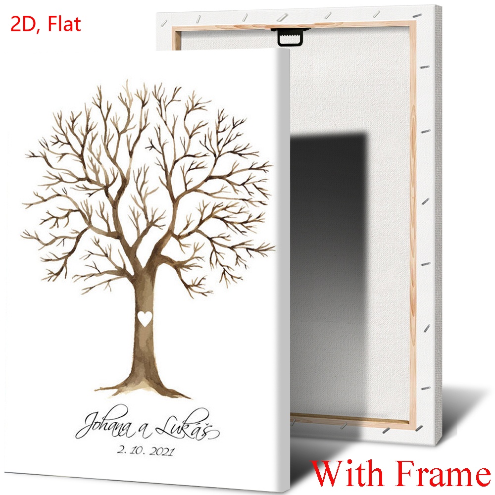 TEMU Plat 2D, 1 Affiche d'Art Mural, Encadrée ou Non, Affiche et Impression Personnalisable d'Arbre d' Digitales - Art Personnalisé pour Décoration