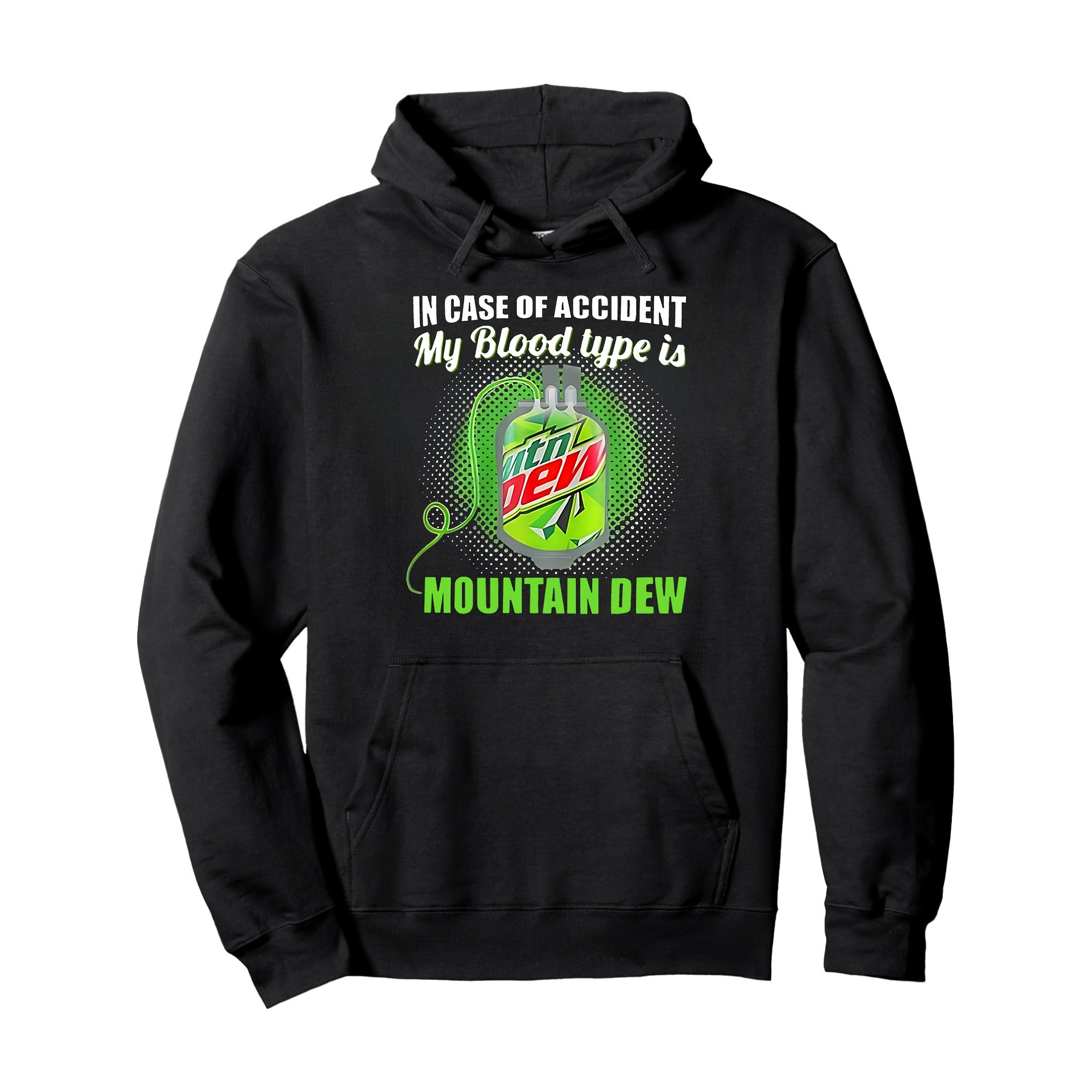 

1pc Dew Graphic For Men - Polyester Pattern, Long Sleeve, Hooded , , , Regular Fit - All