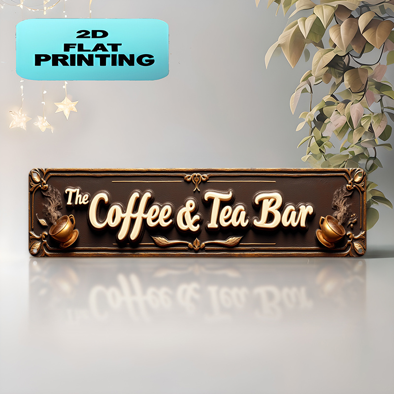 TEMU 2d Flat, Large Vintage & Tea Bar Sign - Vintage Suitable For Wall Decor With Bean & Teacup Design, Artificial Hanging Plaque For Restaurants,