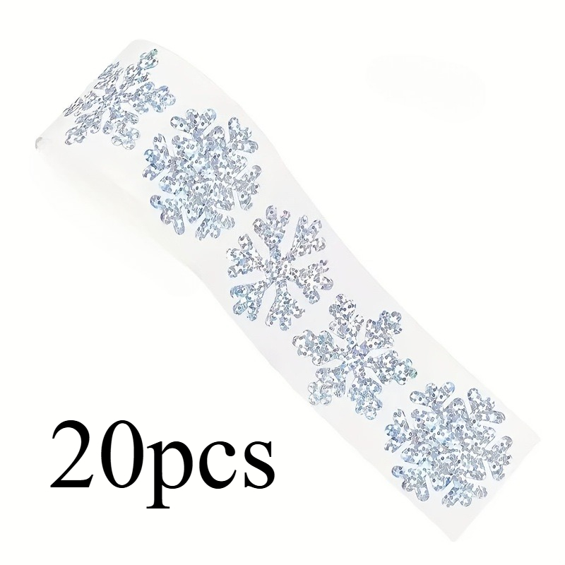 TEMU Winter Snowflake Sticker Roll, Laser Silvery Sealed Adhesive Christmas Stickers - 3 Designs For Envelopes, Journals, And Party Decor, Christmas