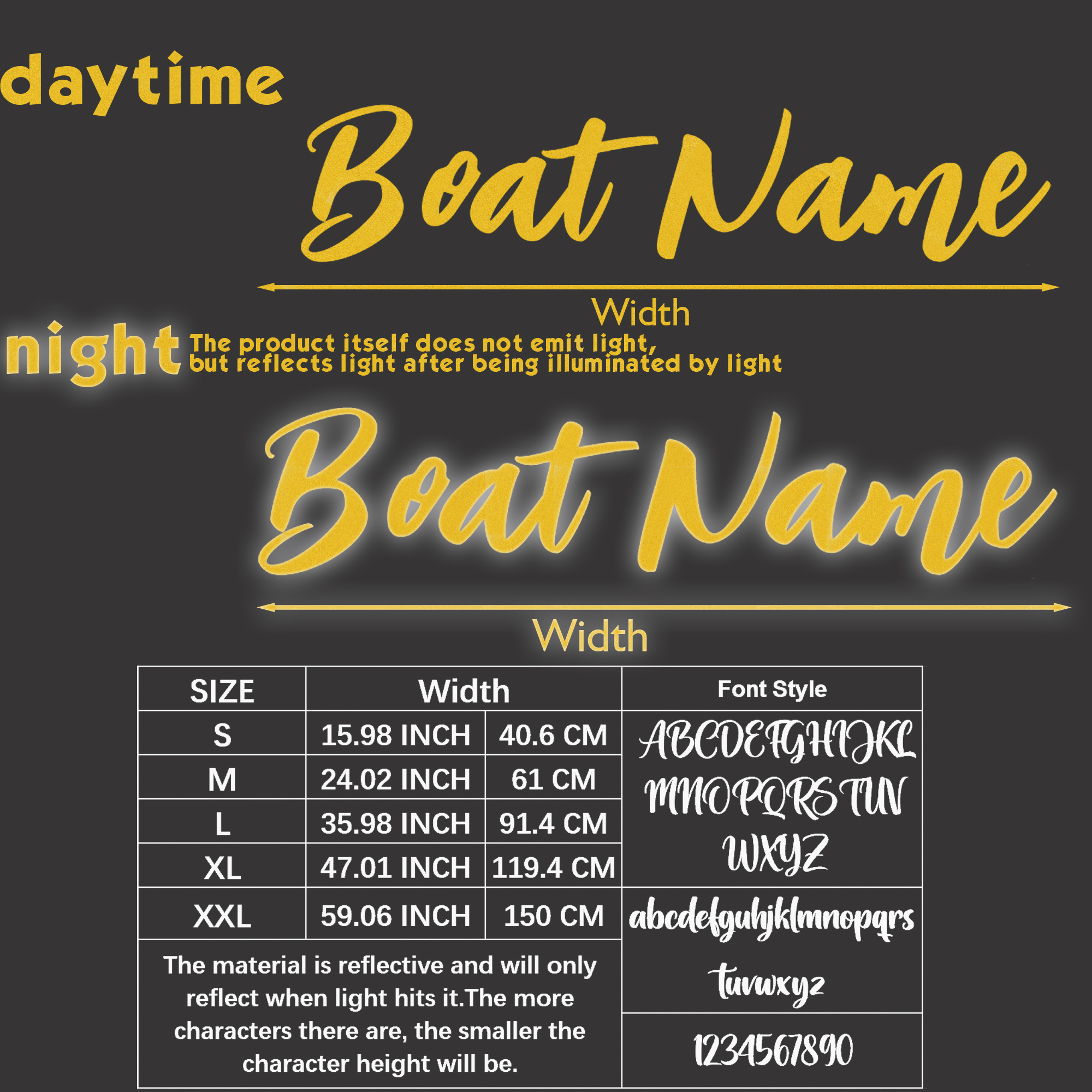 Custom Boat Name Sticker, Handwritten Reflective Vinyl Decal