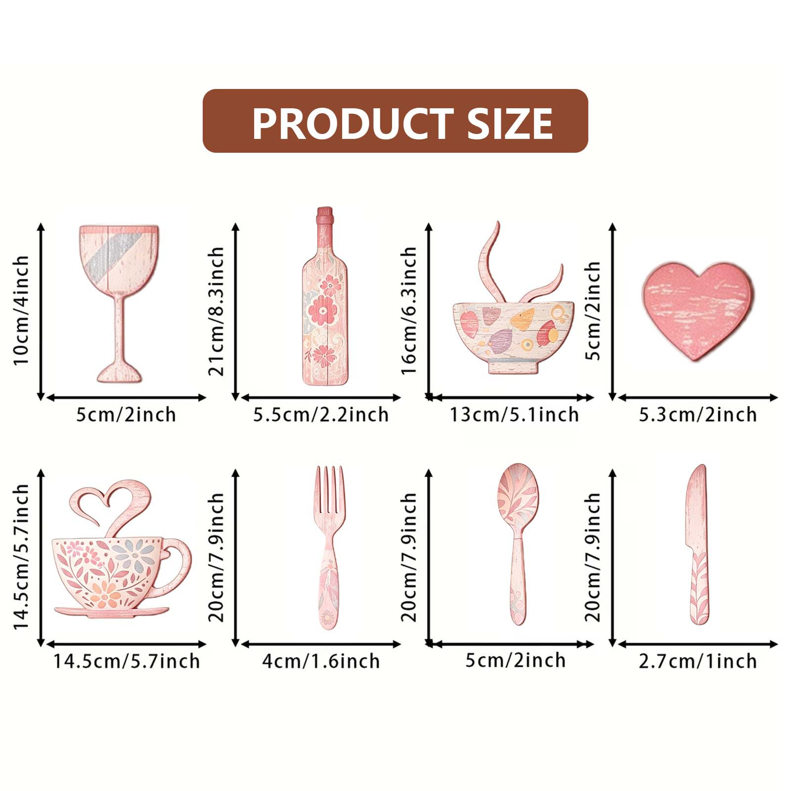 TEMU 2d Flat 8pcs Set Of Country Farmhouse Style Tableware Wall Decor - Irregular Plate-shaped Wooden Boards, Artificial Wood Material, Suitable For