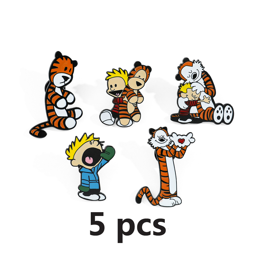 TEMU 5pcs Cartoon Anime Brooch Creative Animal Enamel Pin Clothing Backpack Jewelry Metal Badge Additions A Gift For