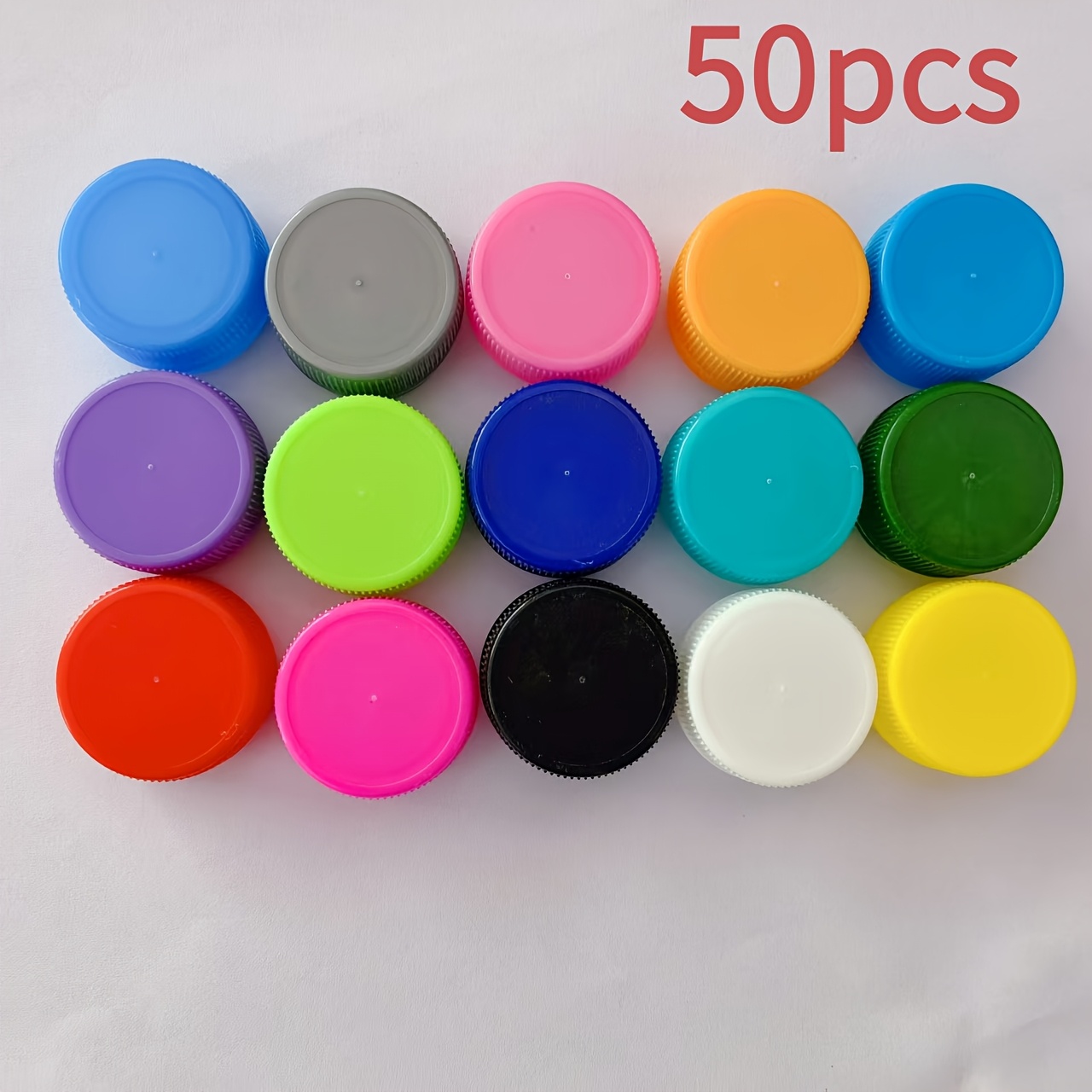 Image of 50pcs Colorful Plastic Bottle Caps, Plastic Bottle Caps Colorful Bottle Caps, Small Craft Bottle Caps Bottle Caps Neon Plastic Bottle Caps Suitable For Handmade And Mixed Random Colors