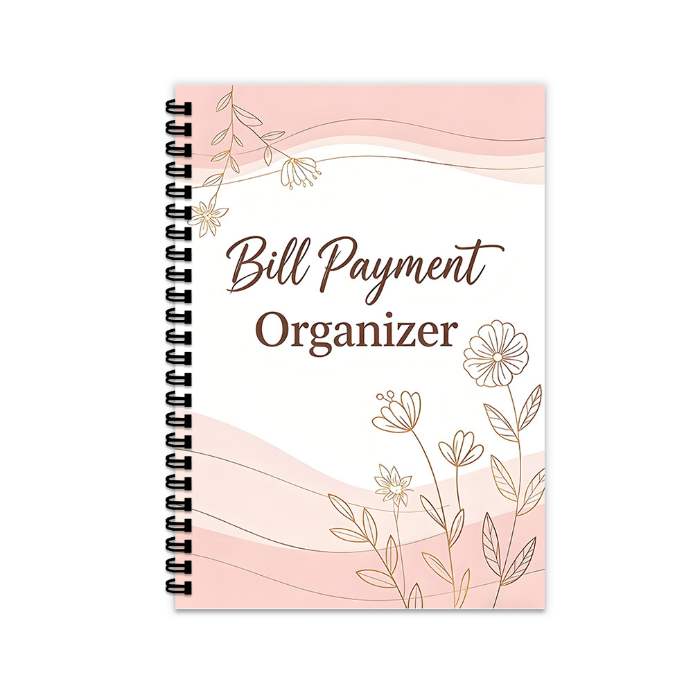 TEMU 1pc Bill Payment Organizer Notebook, Floral Print Journal, Delicate Blush Tone, For Monthly Bill Organization, , Ideal For Adults, Budget