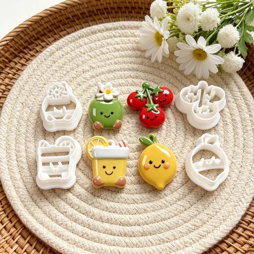 4pcs tomato lemon fruit polymer clay cutting tools reusable molds with for earrings and jewelry making ideal for art crafting flower shaped clay mold spring clay mold valentines day polymer clay cutters gifts