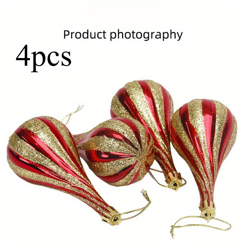 4pcs Christmas Decorative Electroplated Painted Water Drop Balls - Tree Ornaments And Hanging Festive Occasions, Suitable For Home, Hotel, And Shopping Mall Decorations
