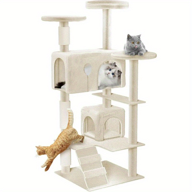 E-shop Krallenbaum Großer Katzenkrallenbaum 49 x 49 x 130 cm XXL Katzenbaum mit Sisalsäulen und Katzenhöhle, Rutschfeste Aktivitätskrallenbäume für