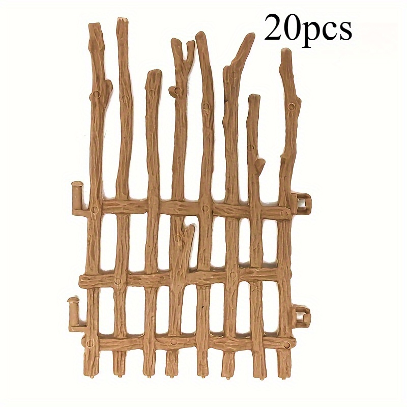20pcs Pvc Simulated Fence Models For Sand Table Decor, Light Brown Woven Design With Multiple Strands - Ideal For Farm Scene Additions