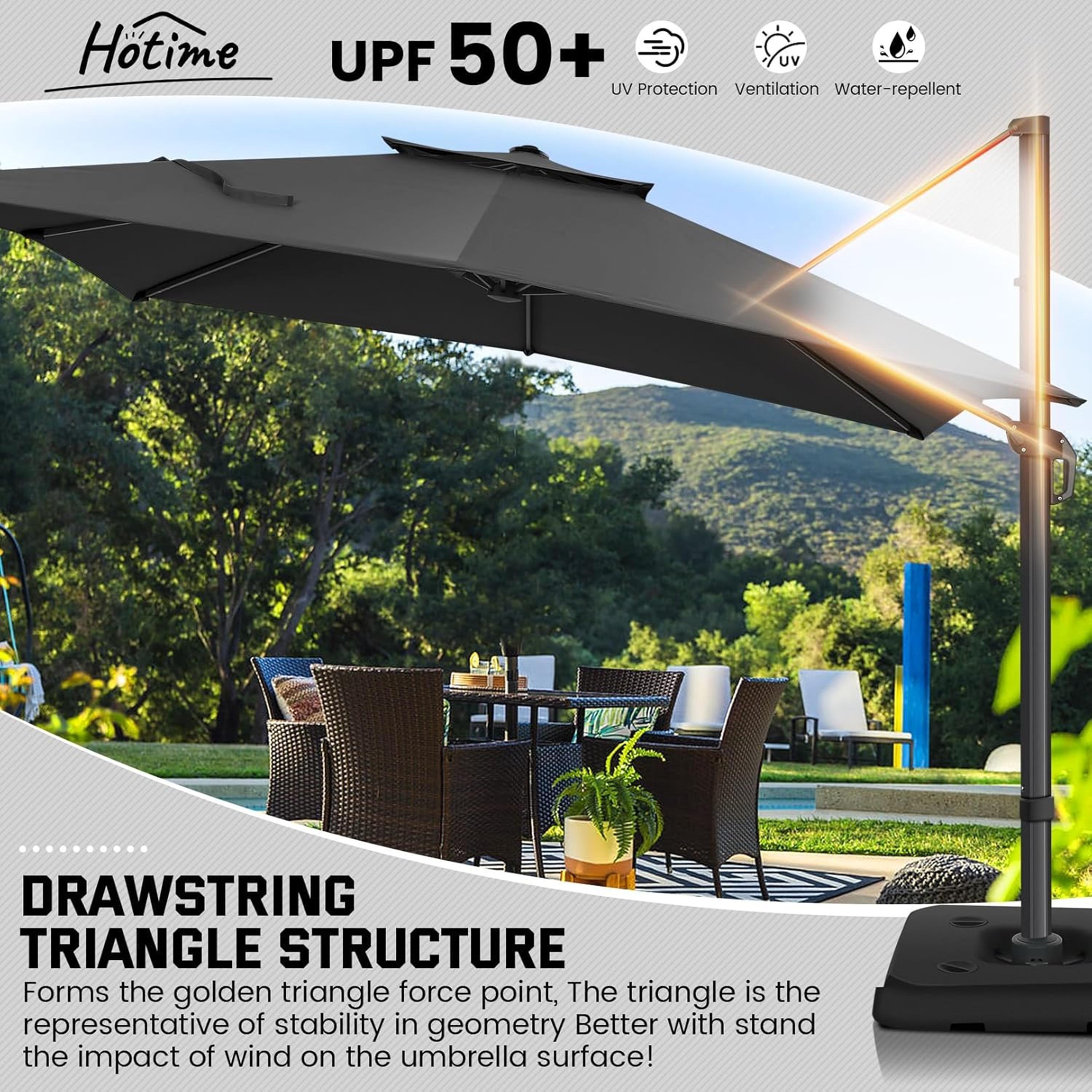10ft Heavy-Duty Outdoor Cantilever Parasol with, Large Rectangular Offset Umbrella - 360° Rotating Canopy, Tilt Mechanism & Heavy-Duty Aluminum Frame for Patio, Deck, Balcony, Pool (Compatible with most roofs)