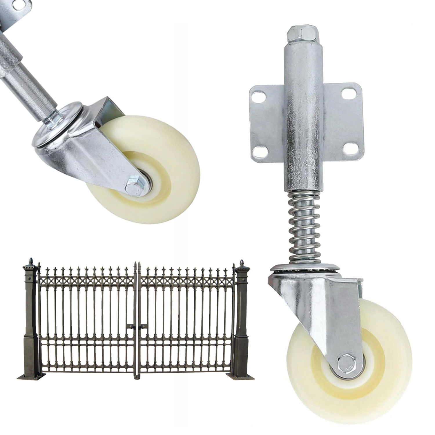 Heavy-duty Spring-loaded Wheel System Designed For Commercial Use - Supports Up To 440lbs With A Smooth Rolling Mechanism, Perfect For Agricultural And Settings