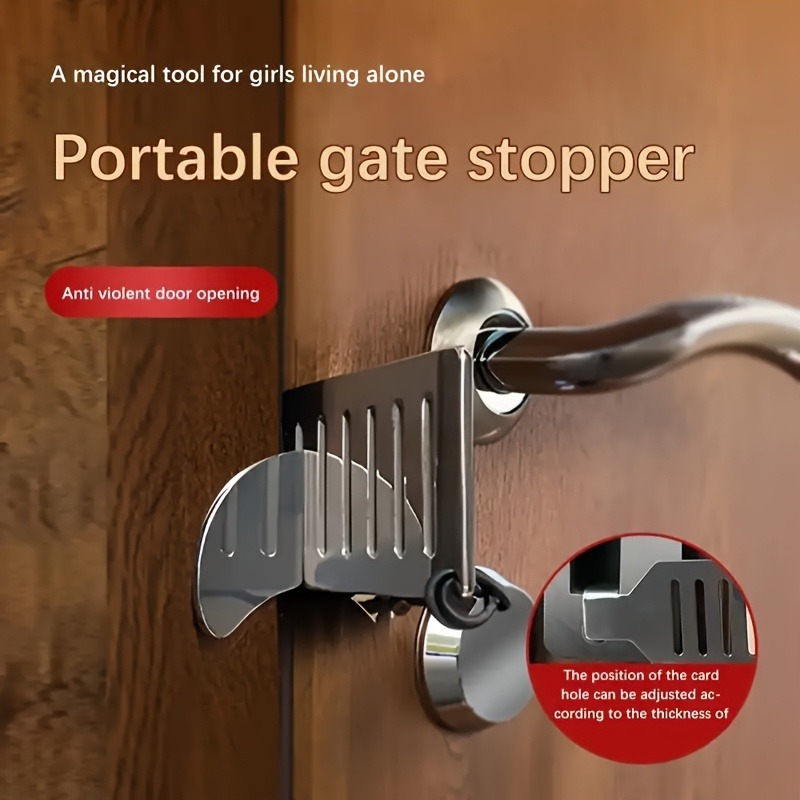 1pc heavy duty metal   with anti slip   for   apartment travel use   barrier with rope fastening door   stop bracket essential hotel security item stylish   sturdy and durable