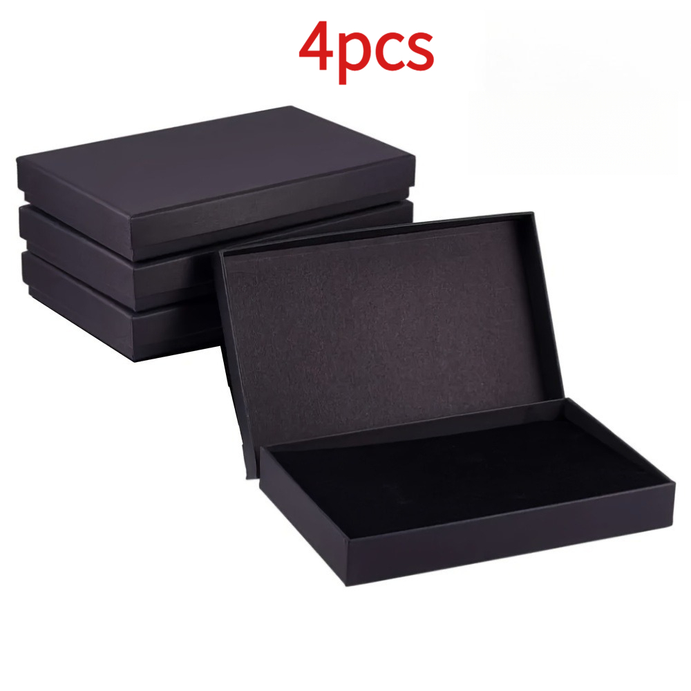 TEMU Gift For Her/him 4pcs Cardboard Hard Gift Boxes (with Foam Inner Lining) Necklace Earring Storage Boxes, Perfect Date Gift Packaging, High-end