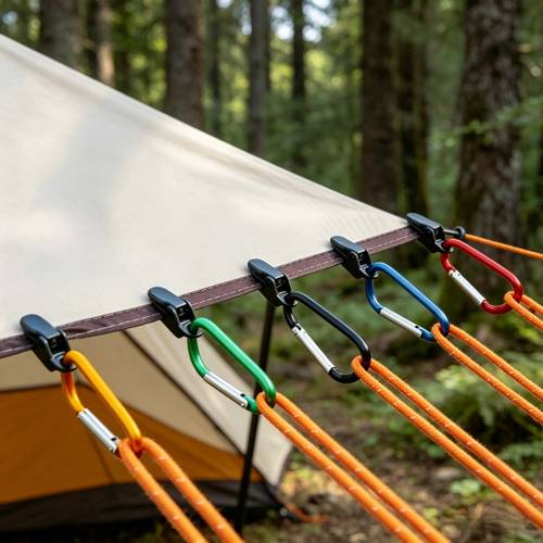 25pcs set 20 tent clips 5 small carabiners outdoor tent clips tent hooks and round clamps for securing tarps and awnings suitable for camping supplies