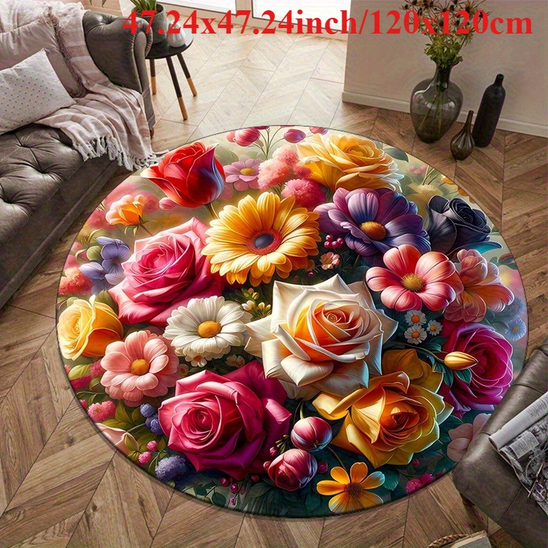 lebendiger runder teppich blumenmuster – weicher teppich