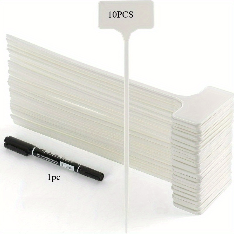 TEMU 방수 정원 마커, 야외 대형 식물 라벨 태그, 플라스틱 식물 표지 스티커, 채소 허브 씨앗 화분 꽃용 식물 표시기 + 마커 펜 포함