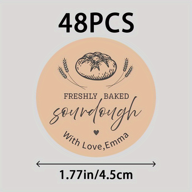 TEMU Custom 48/96 Name Stickers, Personalized Sourdough Stickers, Custom Homemade Labels, Small Business Baking Stickers, Baked Bread Labels, Kitchen