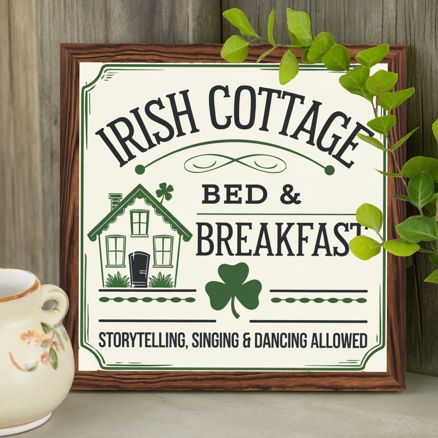 

1pc, Irish Cottage Wood Sign 's Day Decor Signs 's Day Gift 's Day Desktop Decoration Inspirational Art Gift For Your Wall Sculptures 8x8 Inch