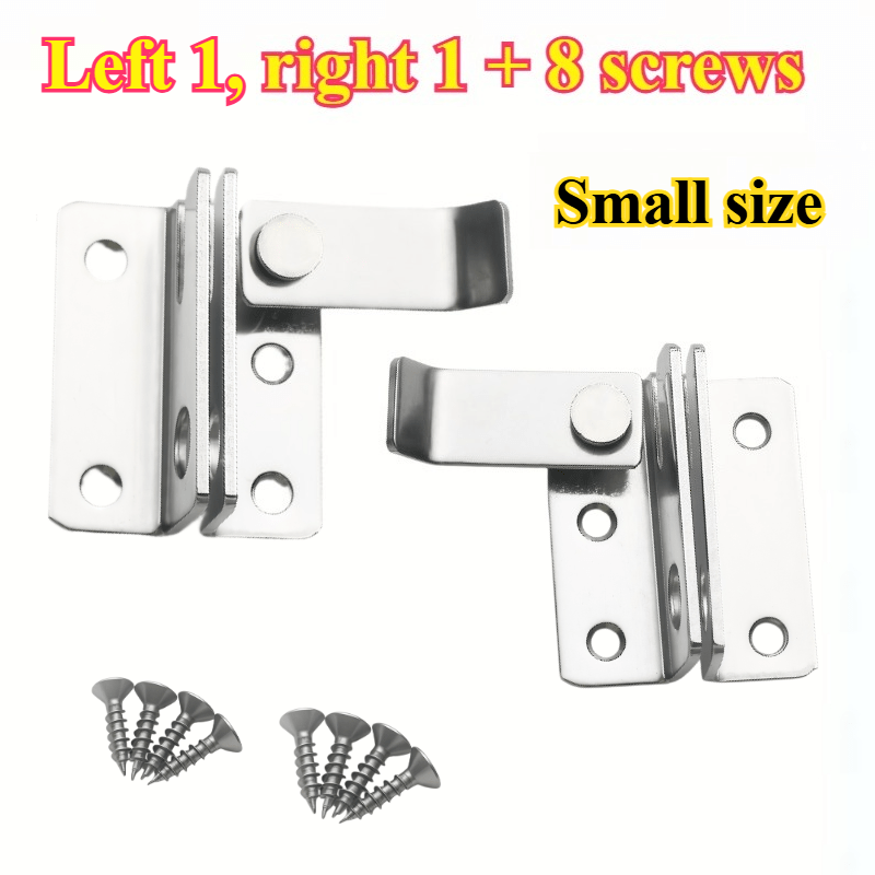 Image of 2pcs (left 1, Right 1) + 8 Screws. Flip Lock. Latch Sliding Lock. Security Door Lock Is Suitable For Barn Cabinets, Pet Cages, Garden, Bathroom, Garage Windows, Sliding