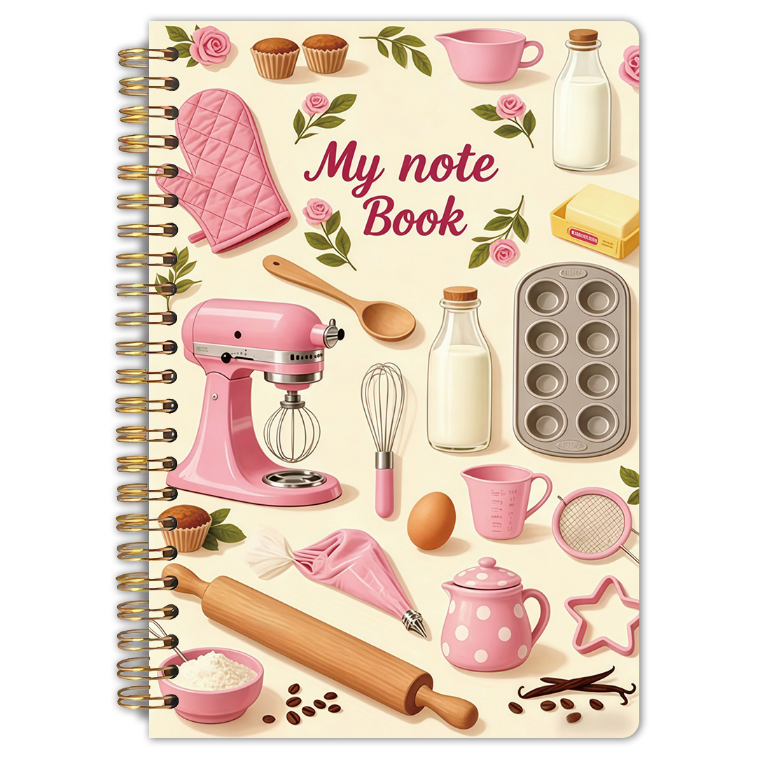 TEMU 1pc Pink Baking Tools & - Spiral Notebook, 5.5x8.3 Inches, High Quality Inner Pages, Cute Baker & Gift, Durable Spiral Binding