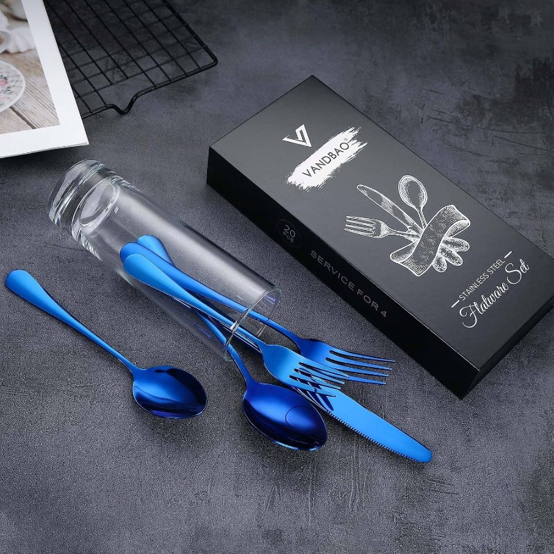 silverware set flatware cutlery 20pcs stainless steel tableware set service 4   fork knife spoon   polished dishwasher safe cutlery portable cutlery set home dining kitchen essentials stylish flatware modern silverware durable utensils   silverware home cooks restaurant supplies Product details 1