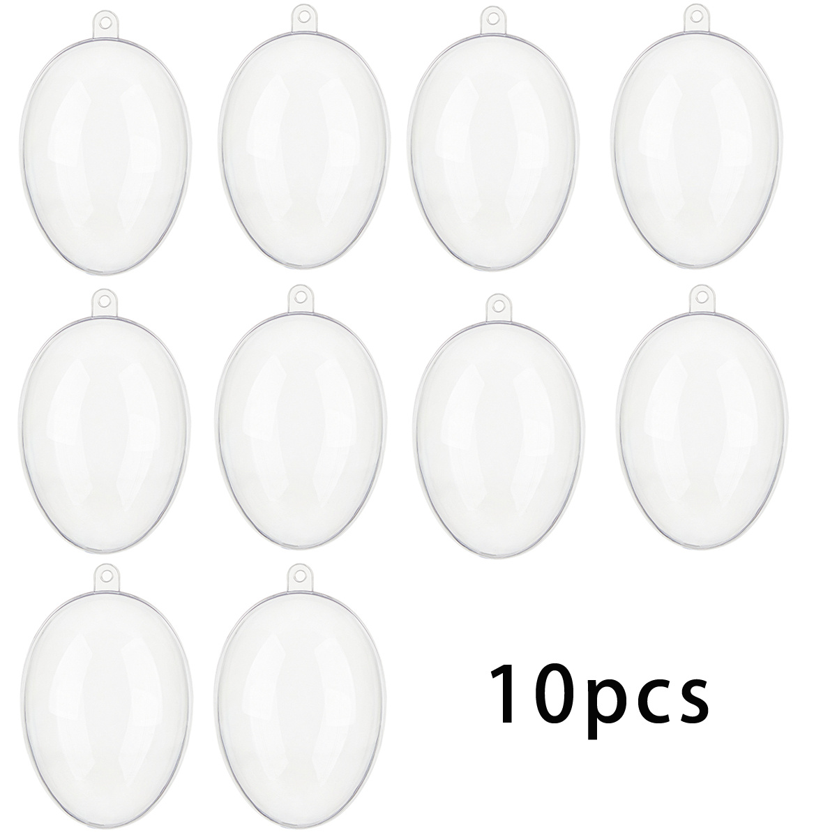 Image of 10pcs Clear Plastic Balls, Shaped Fillable Ball Ornaments Transparent Hollow Oval Ornaments Balls Plastic Egg Shaped Balls Easter Decoration Wedding Party Home Christmas Valentine's Decor