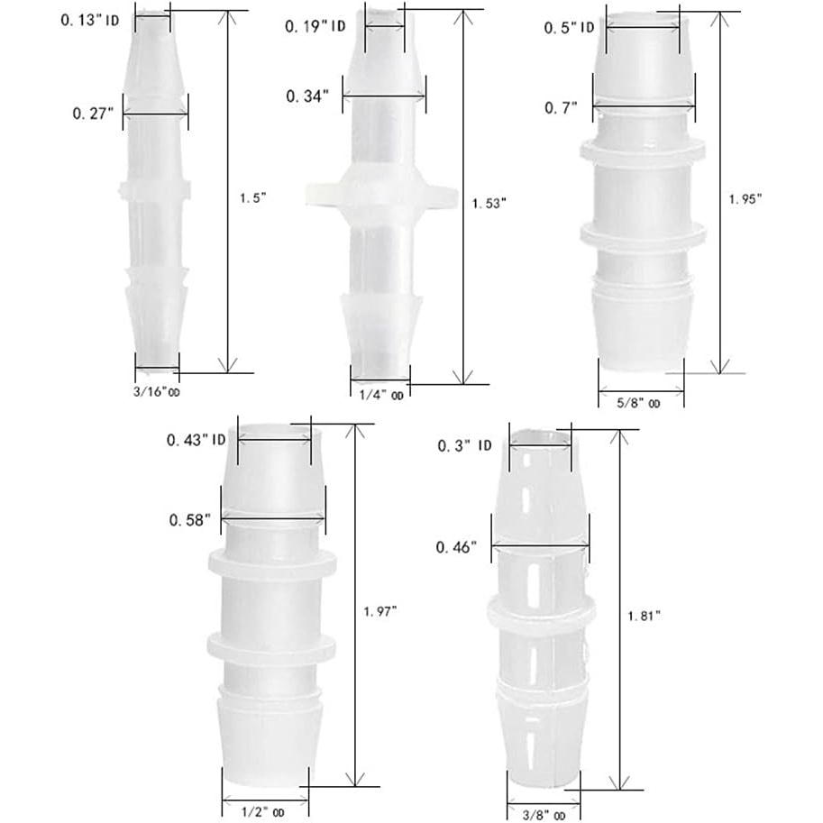 8pcs Plastic Hose Barb Fitting, Hose Fitting Adapter Fuel 3/16 X 3/16, 1/4 X 1/4, 3/8 X 3/8, 1/2 X 1/2, 5/8 X 5/8