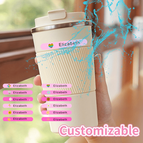 back to school custom pink name stickers floral patterns pp synthetic paper dual size tear resistant supplies