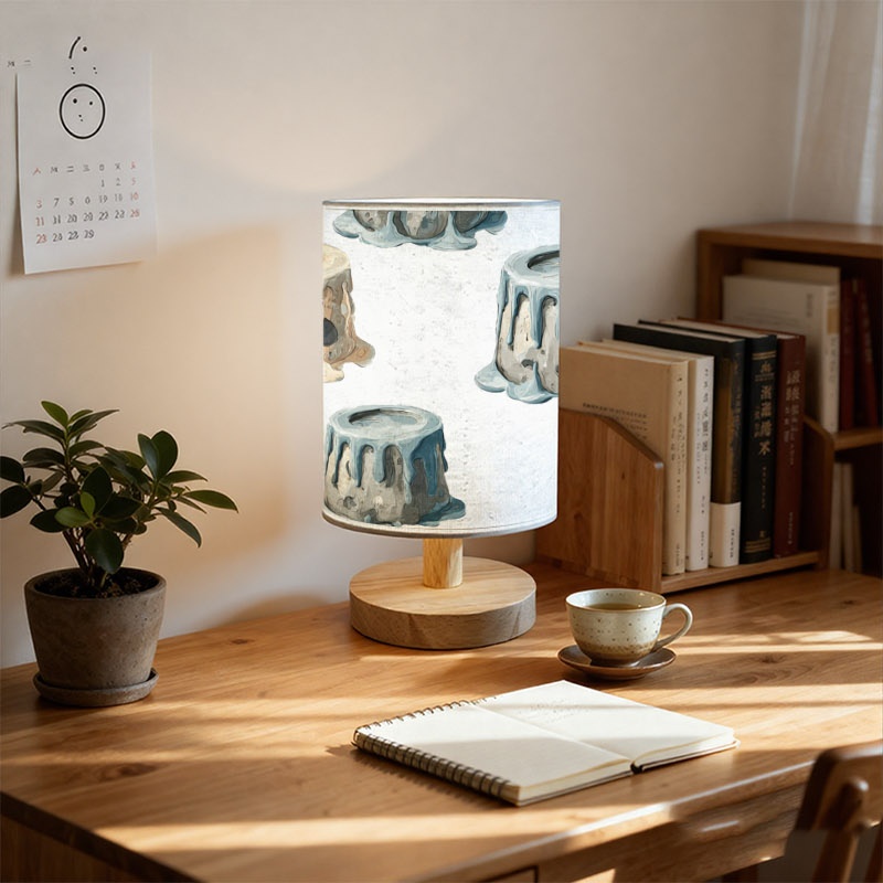Creative Stump Pattern Table Lamp with Unique Blue Drip Design