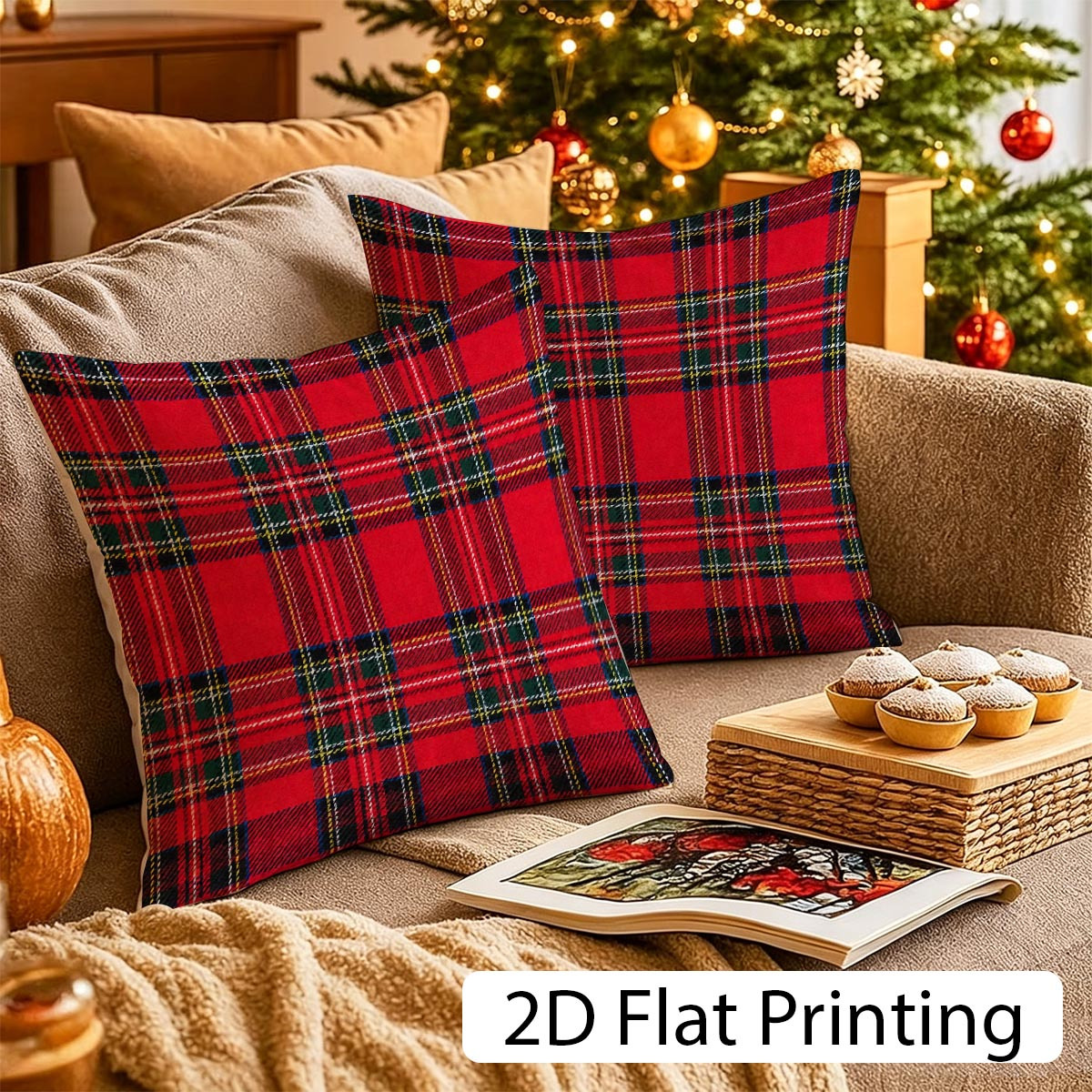 TEMU 2d Flat - 2pcs Pillowcases, 2d Flat Pattern Pillowcases, Polyester Fiber High Quality Durable Soft Comfortable Retro British Style, Suitable For