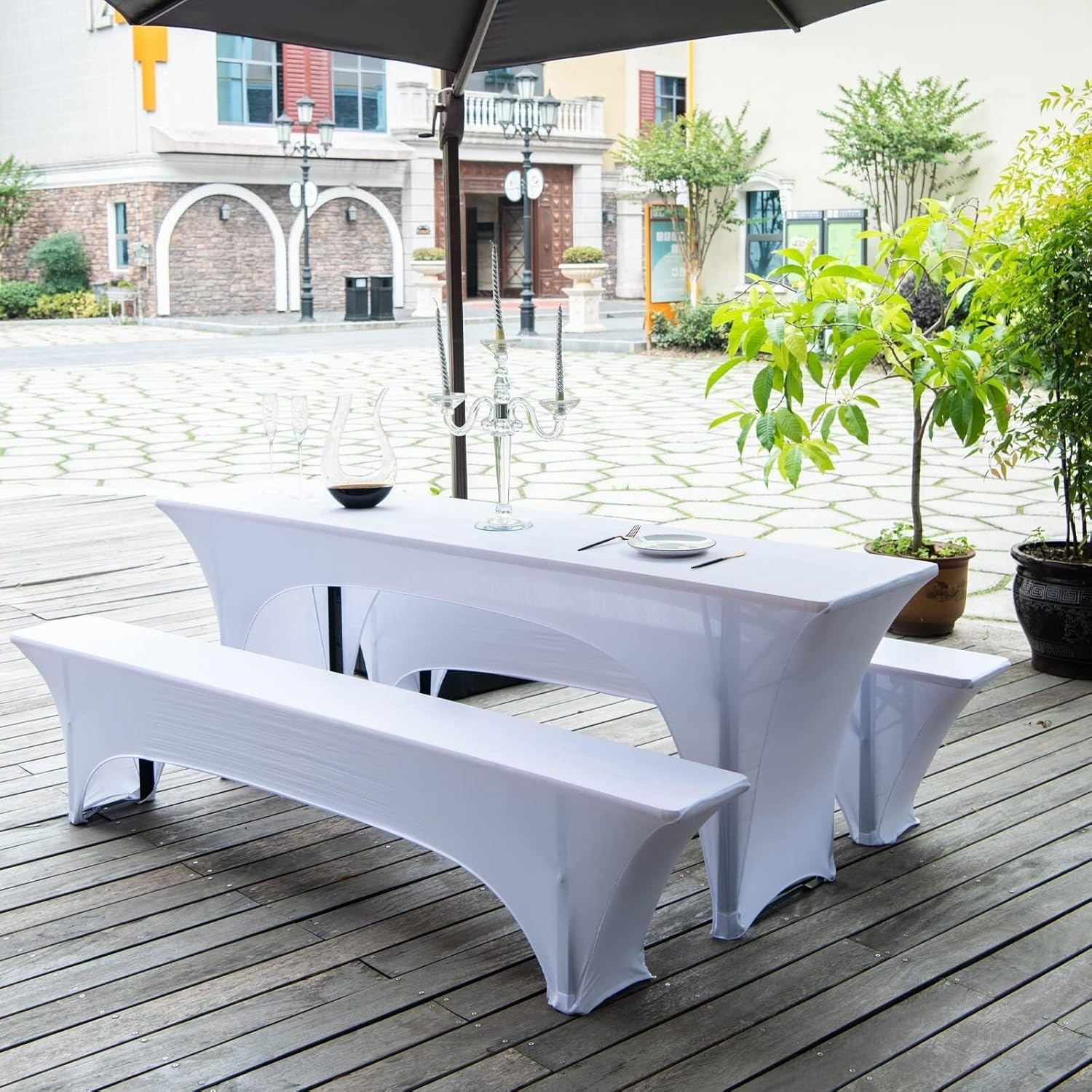 TEMU Tischdecken, rechteckige Tischdecke, Bier-Tischdecken | Stretch-Abdeck-Set, 3-tlg. – Tischbreite 50 cm (, 220 x 50 cm)