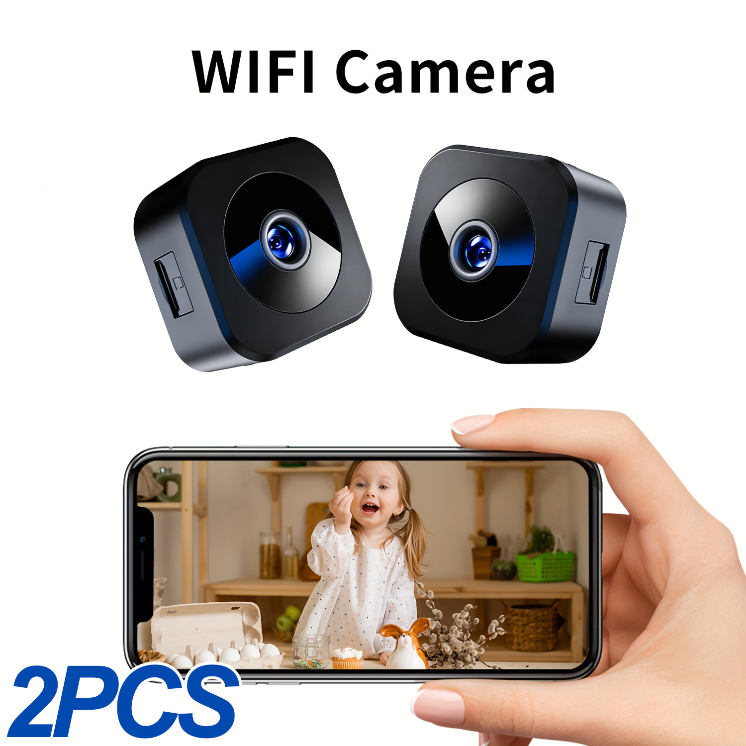Image of 2pcs-small Wireless Monitoring Camera Set With Connection | Viewing, Motion Detection | Built-in Battery Usb Power Supply, Suitable For /traveling/office | Christmas/new Year Thoughtful Gift