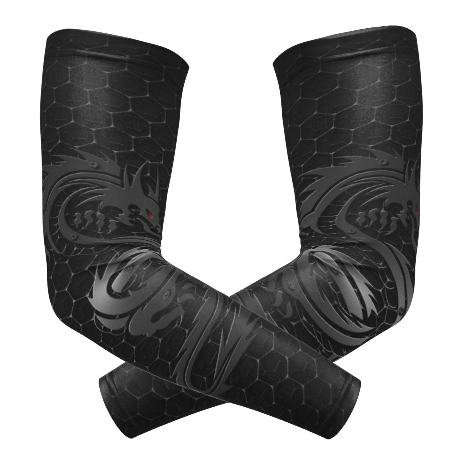 TEMU A Pair Of Trendy Arm Sleeves With A , Featuring A Metallic Dragon Pattern And A Hardcore Mechanical Style