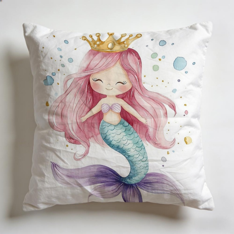 TEMU 1pc, 2d Flat Printing, Pink-haired Pillowcase, Spring Dream Decoration, Non-real Embroidery Home Decor Pillowcase, Polyester Fiber With Zipper