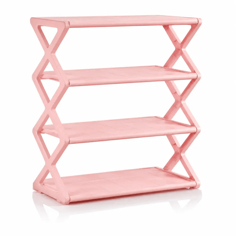 TEMU 1 Set Of Exquisite Pink 4-tier Non-woven Fabric Shoe Rack, -saving Shoe Storage And Organizer With Removable Tiers For Boots, A Household Shoe
